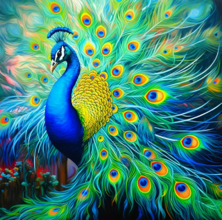 Diamond Paintin Prächtiger Pfau blau